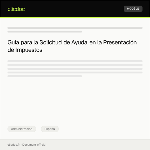 Vista previa del documento Solicitud de ayuda para presentación de impuestos — Administración, España