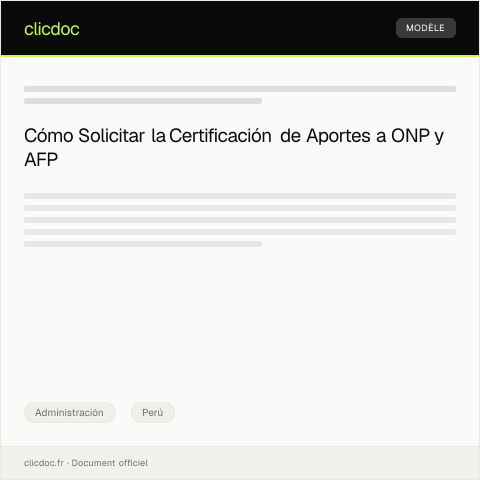 Vista previa del documento Solicitud de certificación de aportes a ONP / AFP — Administración, Perú