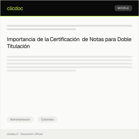 Vista previa del documento Solicitud de certificación de notas para trámite de doble titulación — Administración, Colombia