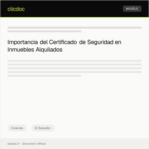 Vista previa del documento Solicitud de certificado de cumplimiento de normativas de seguridad en inmueble alquilado — Vivienda, El Salvador