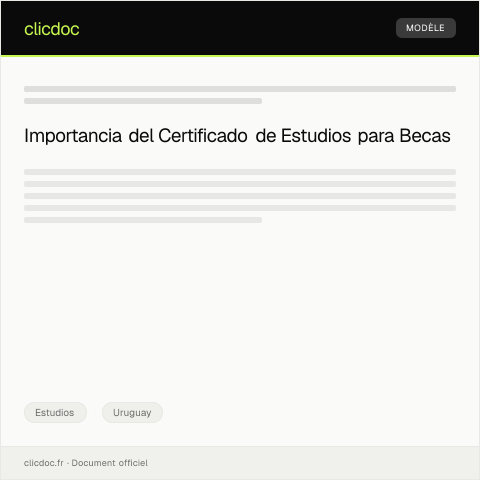 Vista previa del documento Solicitud de certificado de estudios para trámite de becas — Estudios, Uruguay