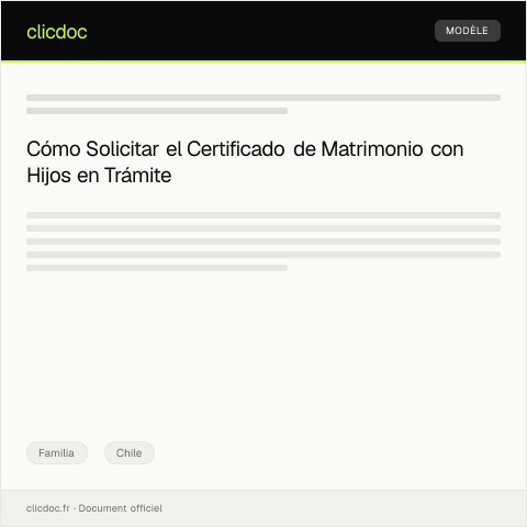 Vista previa del documento Solicitud de adopción de certificado de matrimonio con hijos en trámite — Familia, Chile