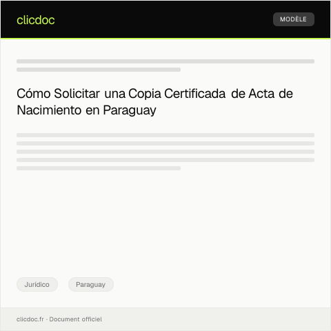 Vista previa del documento Solicitud de copia certificada de acta de nacimiento en la Oficina del Registro Civil — Jurídico, Paraguay