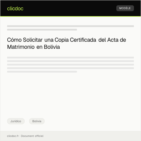 Vista previa del documento Solicitud de copia certificada del acta de matrimonio — Jurídico, Bolivia