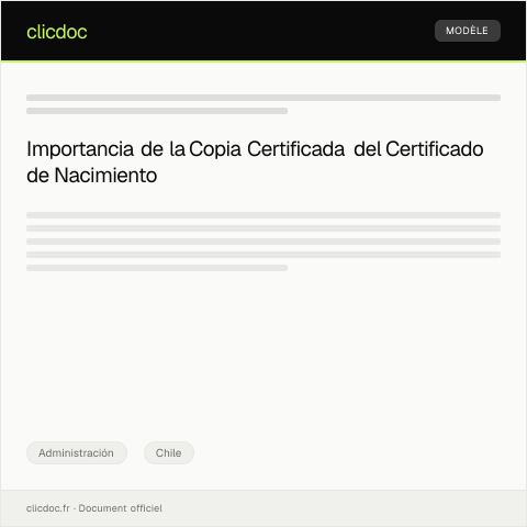 Vista previa del documento Solicitud de copia certificada del certificado de nacimiento — Administración, Chile