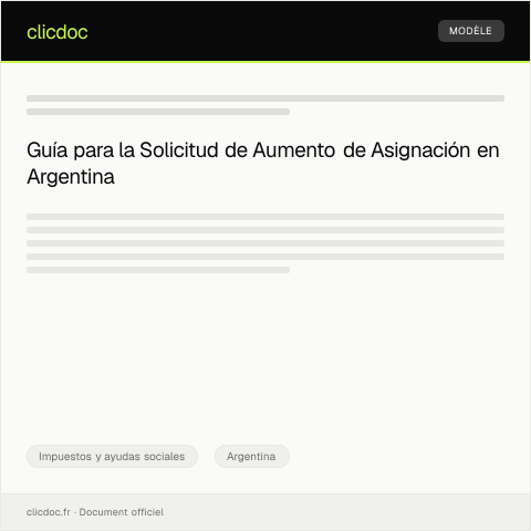 Vista previa del documento Solicitud de aumento de asignación — Impuestos y ayudas sociales, Argentina