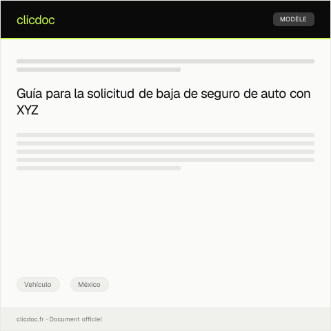 Vista previa del documento Solicitud de baja de seguro de auto con la aseguradora XYZ — Vehículo, México