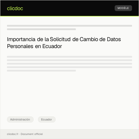 Vista previa del documento Solicitud de Cambio de Datos Personales — Administración, Ecuador