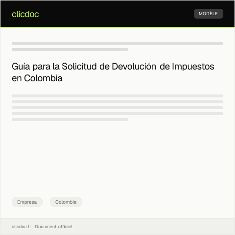 Vista previa del documento Solicitud de devolución de impuestos — Empresa, Colombia