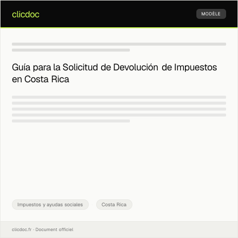 Vista previa del documento Solicitud de devolución de impuestos por pagos en exceso — Impuestos y ayudas sociales, Costa Rica