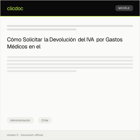 Vista previa del documento Solicitud de devolución del IVA por gastos médicos en el extranjero — Administración, Chile