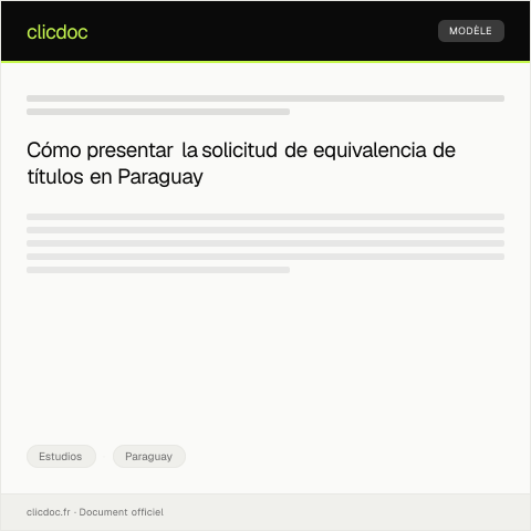 Vista previa del documento Presentar solicitud de equivalencia de títulos extranjeros — Estudios, Paraguay