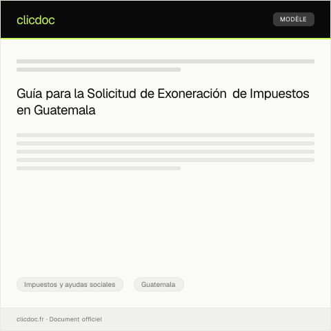 Vista previa del documento Solicitud de Exoneración de Impuestos — Impuestos y ayudas sociales, Guatemala
