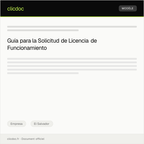 Vista previa del documento Solicitud de licencia de funcionamiento — Empresa, El Salvador