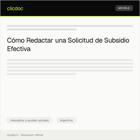 Vista previa del documento Solicitud de subsidio — Impuestos y ayudas sociales, Argentina