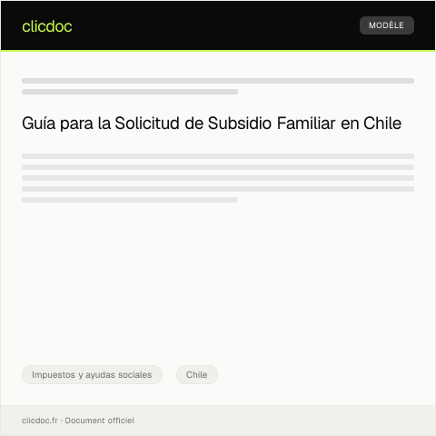 Vista previa del documento Solicitud de Subsidio Familiar — Impuestos y ayudas sociales, Chile