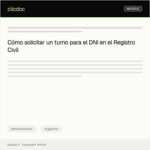 Vista previa del documento Solicitud de turno para trámite de DNI en el Registro Civil — Administración, Argentina
