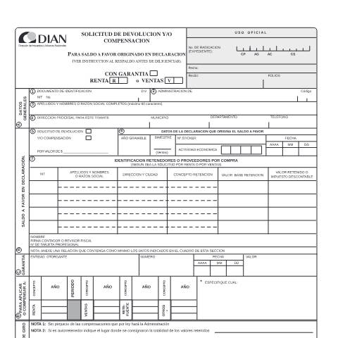 Vista previa del documento Solicitud de devolucion y/o compensacion — Año 2005, Colombia (CERFA n°F82001-2005)