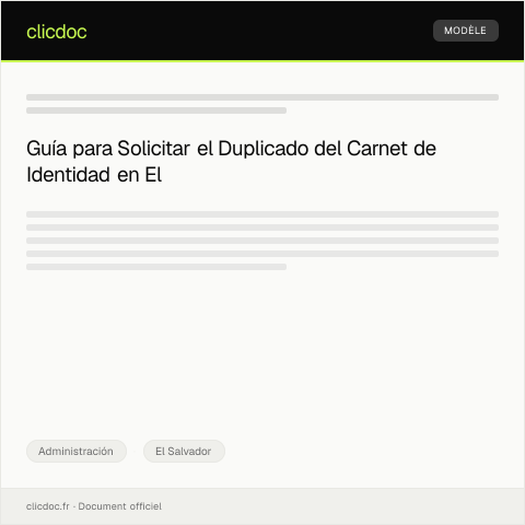 Vista previa del documento Solicitud de duplicado de carnet de identidad en el Registro Nacional de las Personas — Administración, El Salvador