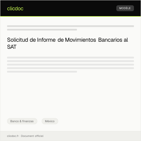 Vista previa del documento Solicitud de informe de movimientos bancarios — Banco & finanzas, México