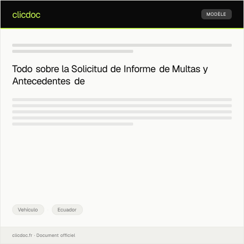 Vista previa del documento Solicitud de informe de multas y antecedentes de tránsito — Vehículo, Ecuador
