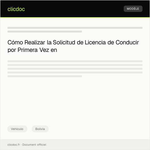 Vista previa del documento Solicitud de Licencia de Conducir por Primera Vez — Vehículo, Bolivia