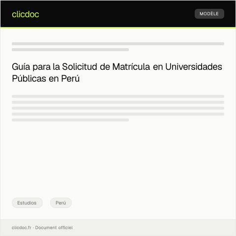 Vista previa del documento Solicitud de matrícula en universidades públicas — Estudios, Perú