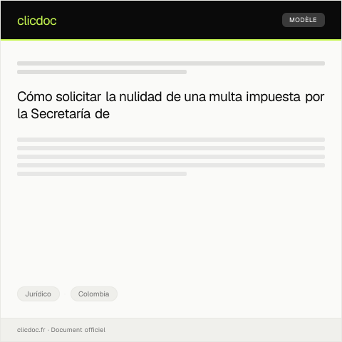 Vista previa del documento Solicitud de nulidad de multa impuesta por la Secretaría de Tránsito — Jurídico, Colombia