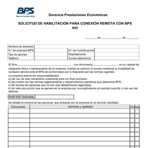 Vista previa del documento Solicitud de perfiles SIIO — BPS - Formularios Para Solicitud De Perfiles, Uruguay
