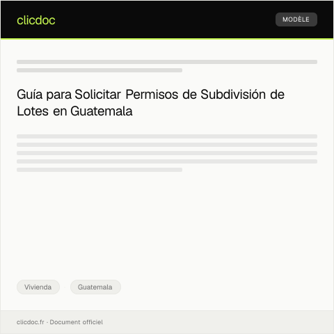 Vista previa del documento Solicitud de permisos para nuevas subdivisiones de lotes — Vivienda, Guatemala