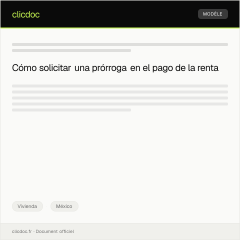 Vista previa del documento Solicitud de prórroga en el pago de la renta ante el arrendador — Vivienda, México