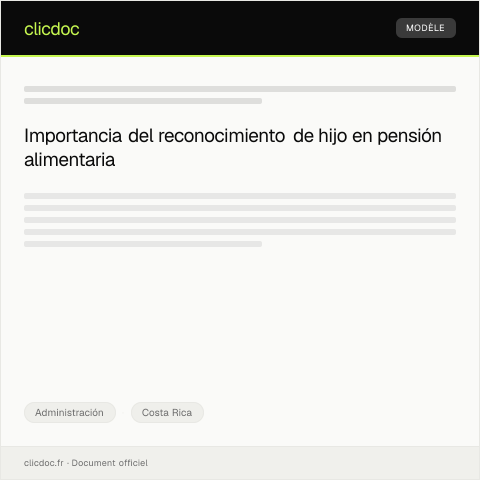 Vista previa del documento Solicitud de reconocimiento de hijo para efectos de pensión alimentaria — Administración, Costa Rica