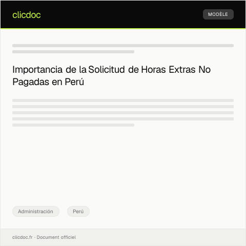 Vista previa del documento Solicitud de reconocimiento de horas extras no pagadas — Administración, Perú