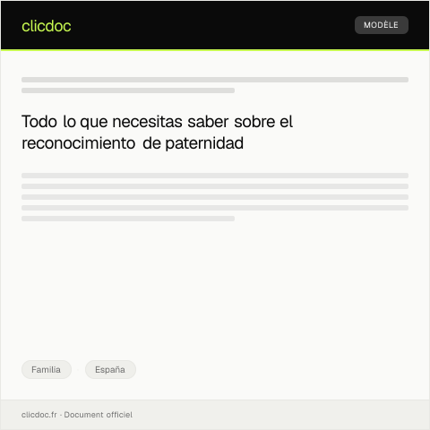 Vista previa del documento Solicitud de reconocimiento de paternidad y emisión del certificado correspondiente — Familia, España