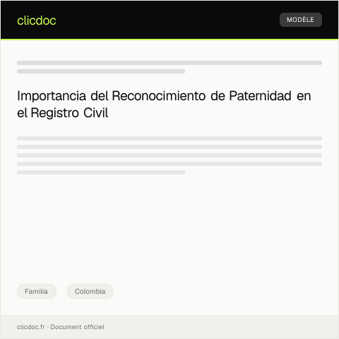 Vista previa del documento Solicitud de reconocimiento de paternidad ante el registro civil — Familia, Colombia