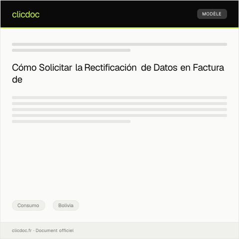 Vista previa del documento Solicitud de rectificación de datos en factura de telecomunicaciones — Consumo, Bolivia