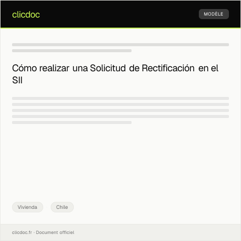 Vista previa del documento Solicitud de Rectificación en Datos del Registro — Vivienda, Chile
