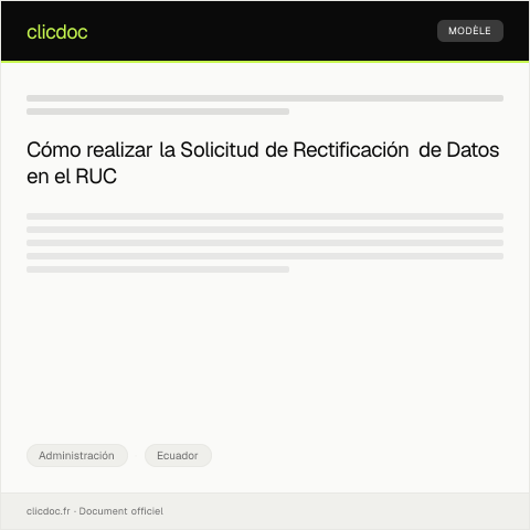 Vista previa del documento Solicitud de rectificación de datos en RUC — Administración, Ecuador