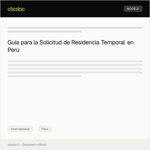 Vista previa del documento Solicitud de residencia temporal en Perú — Internacional, Perú