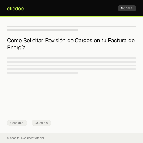 Vista previa del documento Solicitud para revisión de cargos en factura de energía eléctrica — Consumo, Colombia