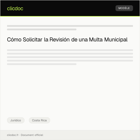 Vista previa del documento Solicitar revisión de multa administrativa impuesta por la Municipalidad — Jurídico, Costa Rica