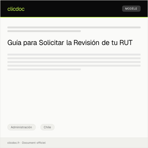 Vista previa del documento Solicitud de revisión de declaración de RUT ante el Servicio de Registro Civil e Identificación — Administración, Chile