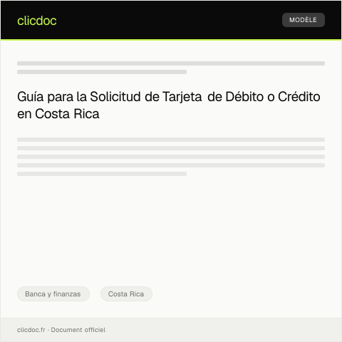 Vista previa del documento Solicitud de tarjeta de débito o crédito — Banca y finanzas, Costa Rica