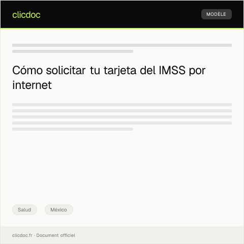 Vista previa del documento Solicitud de tarjeta del IMSS por internet — Salud, México