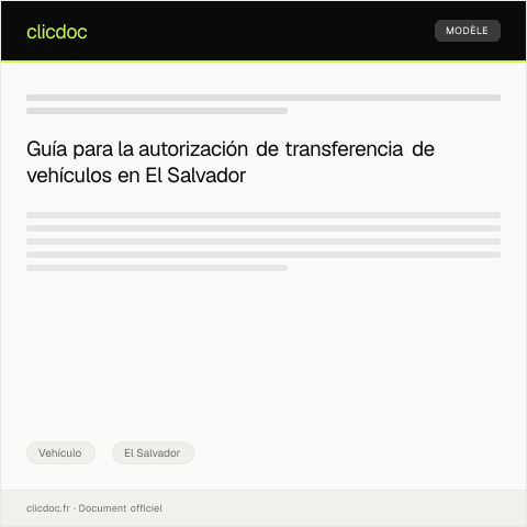 Vista previa del documento Solicitud de autorización para transferencia de propiedad de vehículo — Vehículo, El Salvador