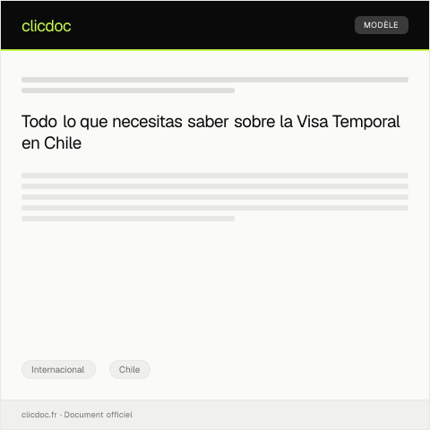 Vista previa del documento Solicitud de Visa Temporal para Chile — Internacional, Chile