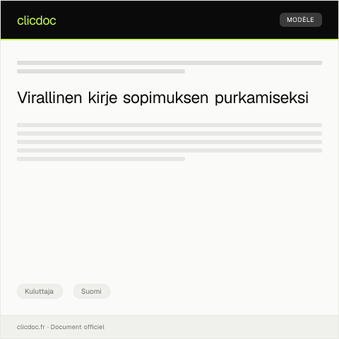 Document preview: Sopimuksen purku — Kuluttaja, Suomi