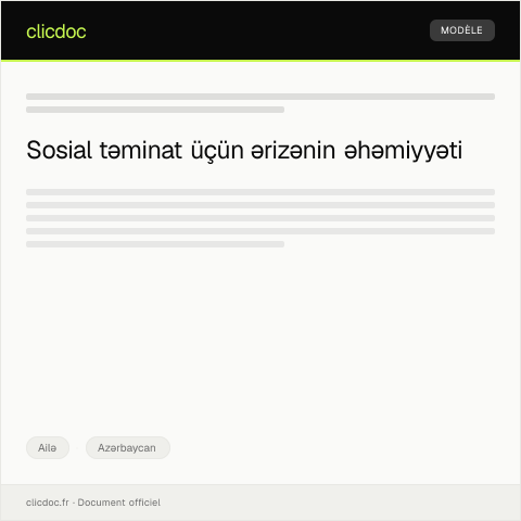 Document preview: Sosial təminat üçün ərizə — Ailə, Azərbaycan