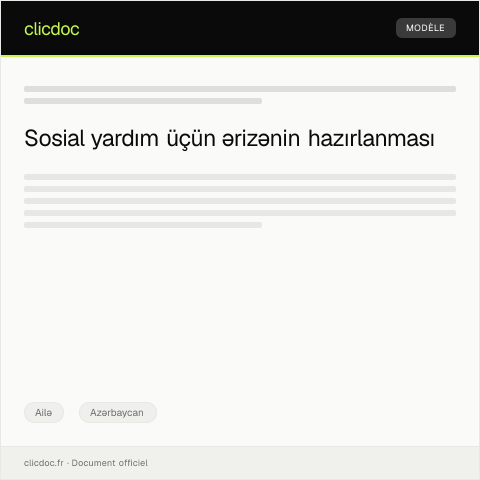 Document preview: Sosial yardım üçün ərizə — Ailə, Azərbaycan