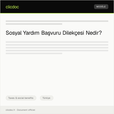 Document preview: Sosyal Yardım Başvuru Dilekçesi — Taxes & social benefits, Türkiye